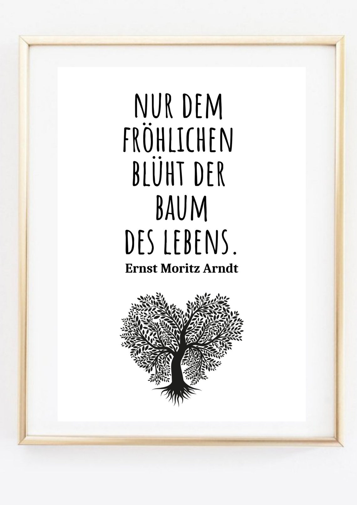 Ernst Moritz Arndt Quote with Heart Shaped Tree Illustration Poster - Image 2