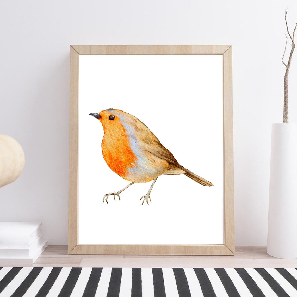 Robin Bird Nature Watercolor Art Print - Image 3