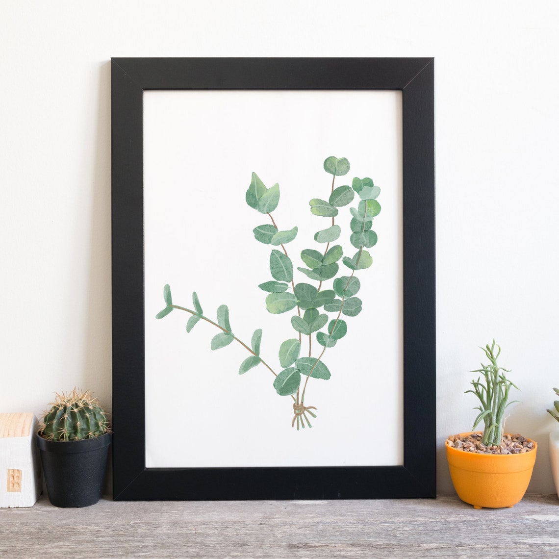 Eucalyptus Branches Sage Green Botanical Watercolor Minimal Print