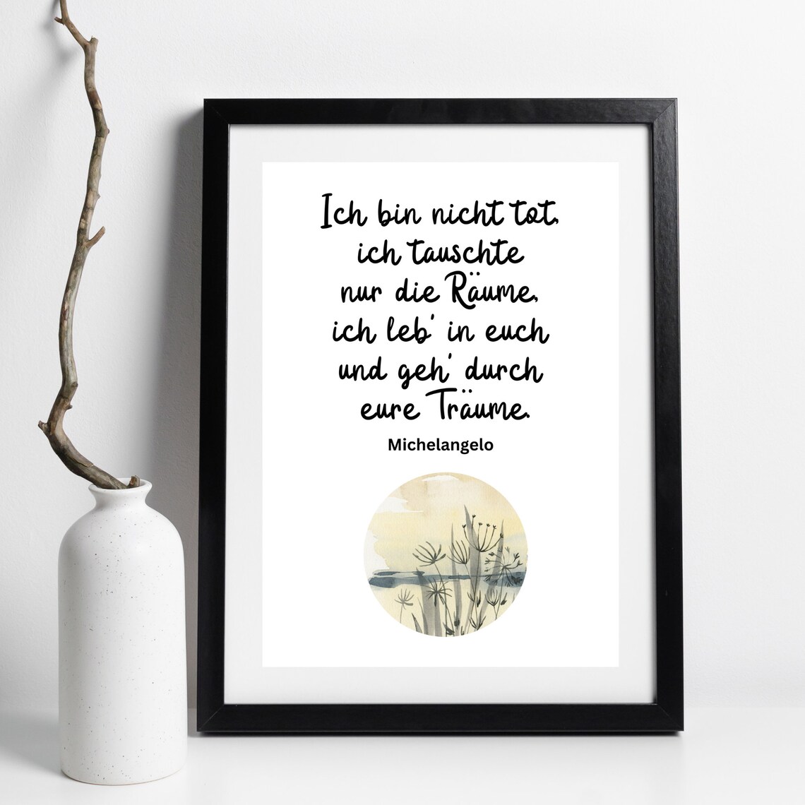 Michelangelo I Am Not Dead German Quote Typography Funeral Comfort Poster - Image 3