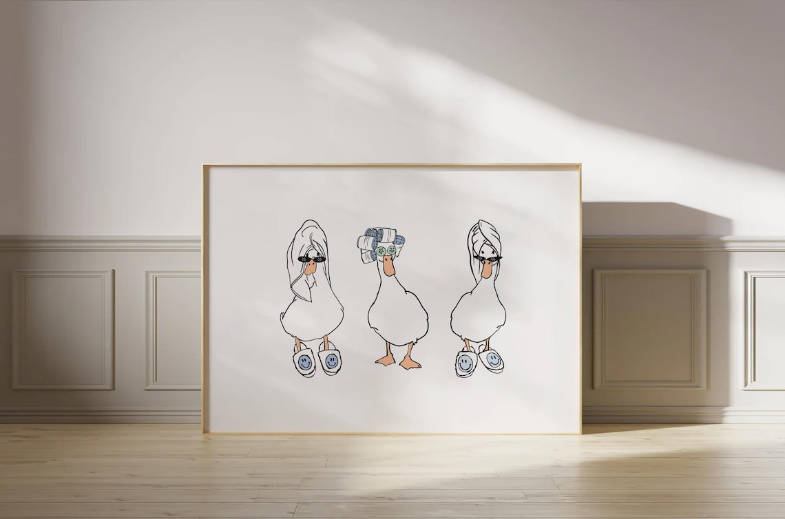 Ducks Towel Cowboy And Curlers It Girl Art Print