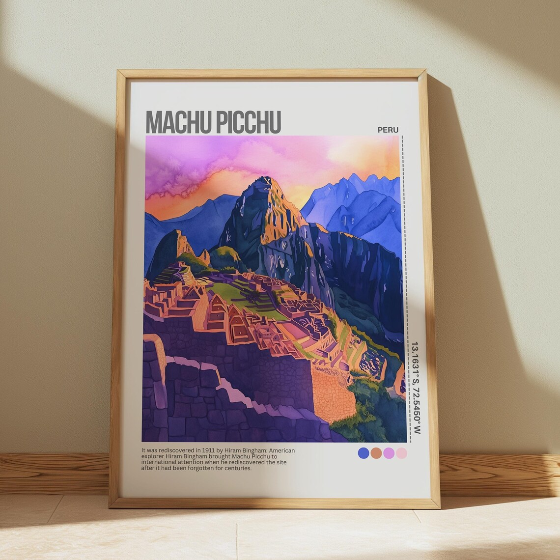 Machu Picchu Violet Dusk Andes Mountain Peaks Peru Travel Poster