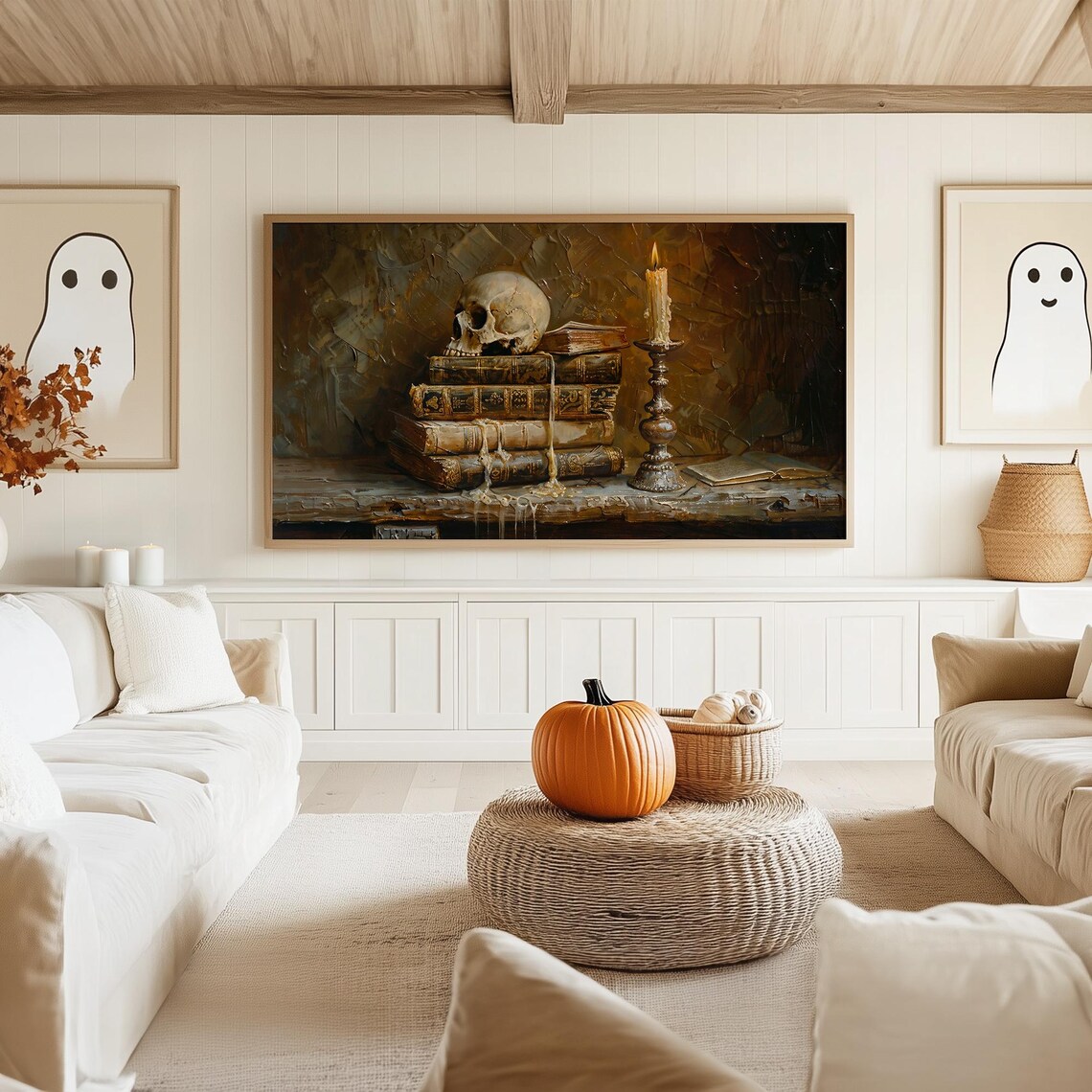 Vintage Halloween Skull on Books Art Print, Dark Academia - Image 5