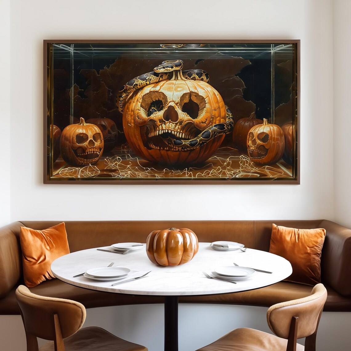 Illuminated Snake in Aquarium, Halloween Art Print - Image 4