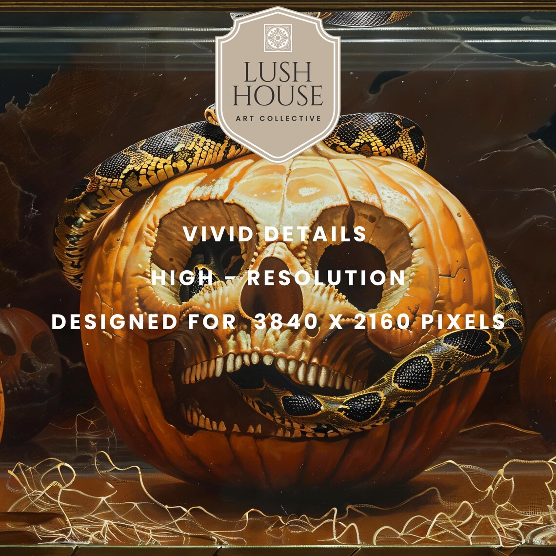 Illuminated Snake in Aquarium, Halloween Art Print - Image 3