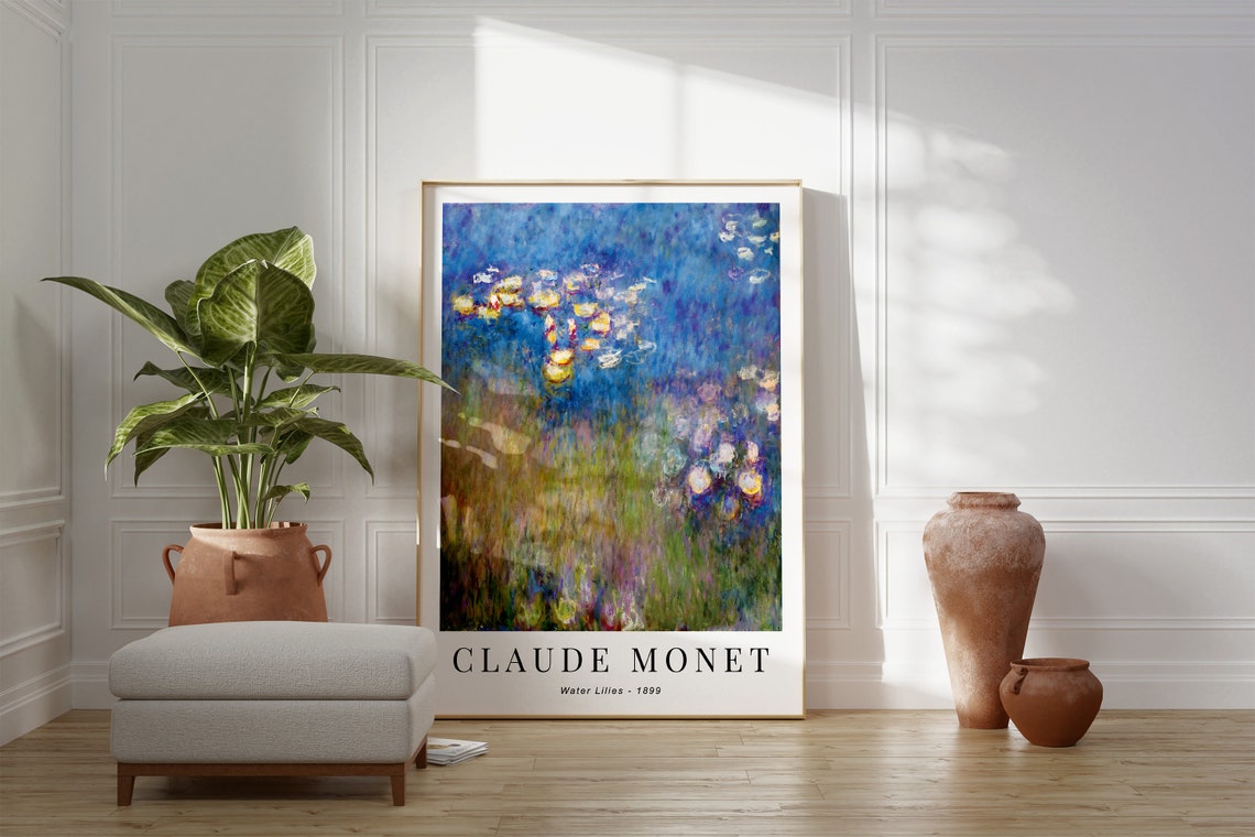 Claude Monet Water Lilies Print Abstract Modern Impressionism Decor Floral Blue Poster Gallery Artwork Housewarming Gift Nature Inspire - Image 3