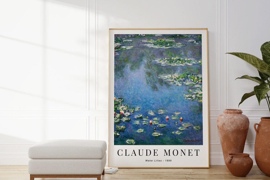 Monet Water Lilies Print Famous Artwork Poster Nature Inspired Blue Art Botanical Floral Impressionism Modern Home Decor Gift For Her - Image 4