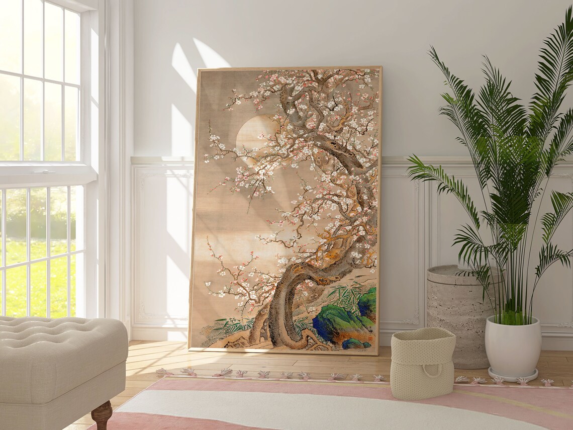 Japanese Plum Blossom Botanical Landscape Art Print - Image 4