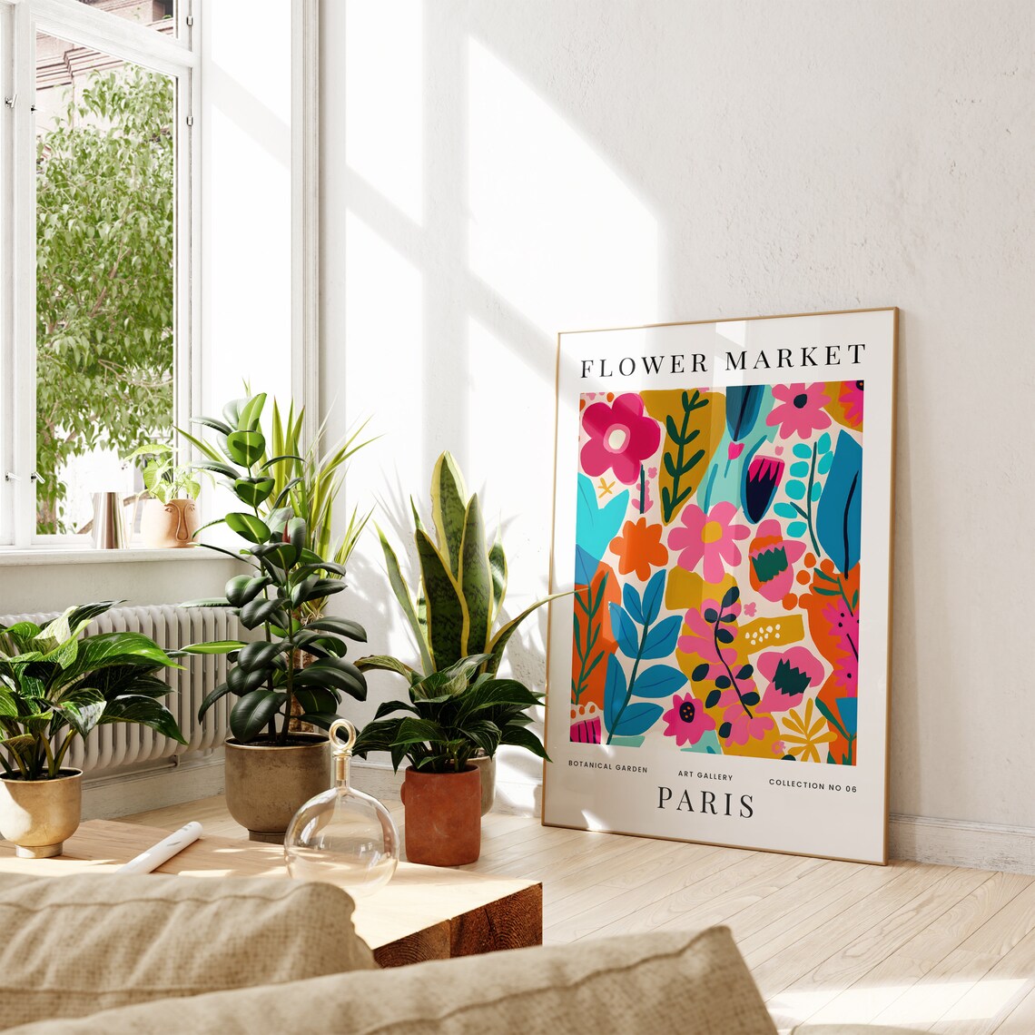 Flower Market Paris Bright Abstract Floral Collage Botanical Print - Image 4
