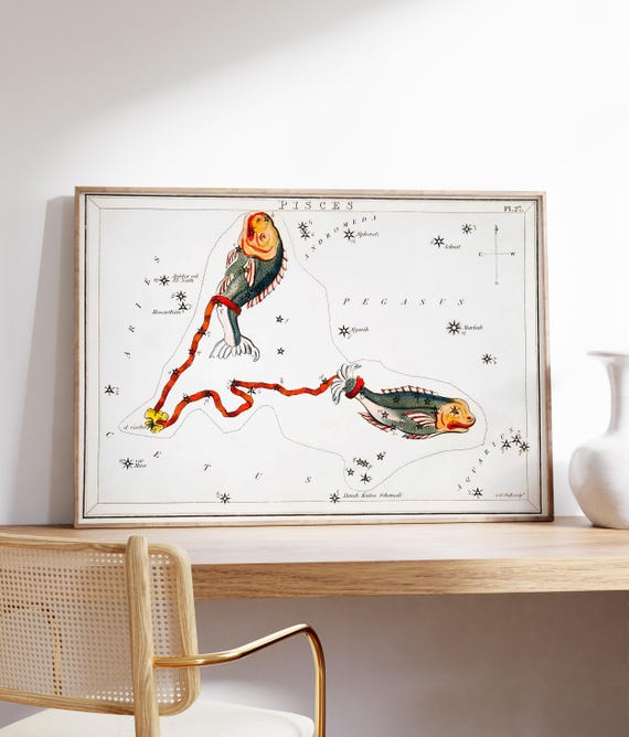 Pisces Constellation Zodiac Poster Star Sign Print Astrological Art Decor Original Gift Idea Personalised Astrology Wall Art Minimalist