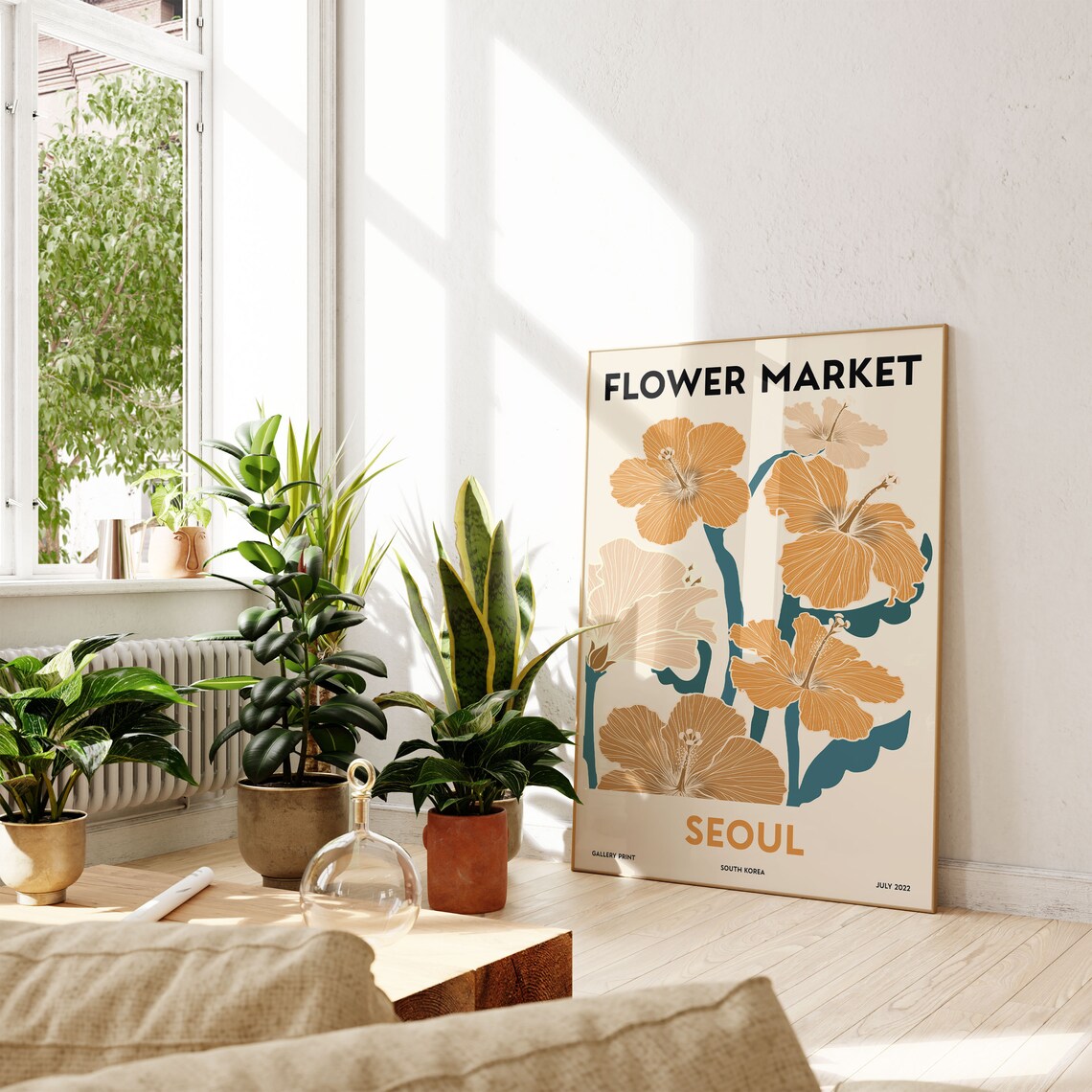 Flower Market Seoul Hibiscus Botanical South Korea Retro Travel Poster - Image 4