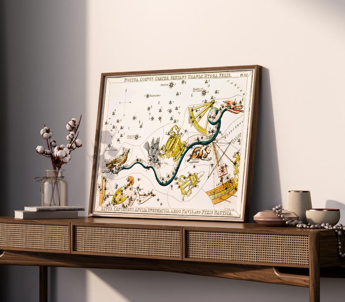 Noctua Celestial Star Map Print Star Sign Poster Constellation Artwork Original Astrology Gift Personalised Decor Astronomical Print - Image 2