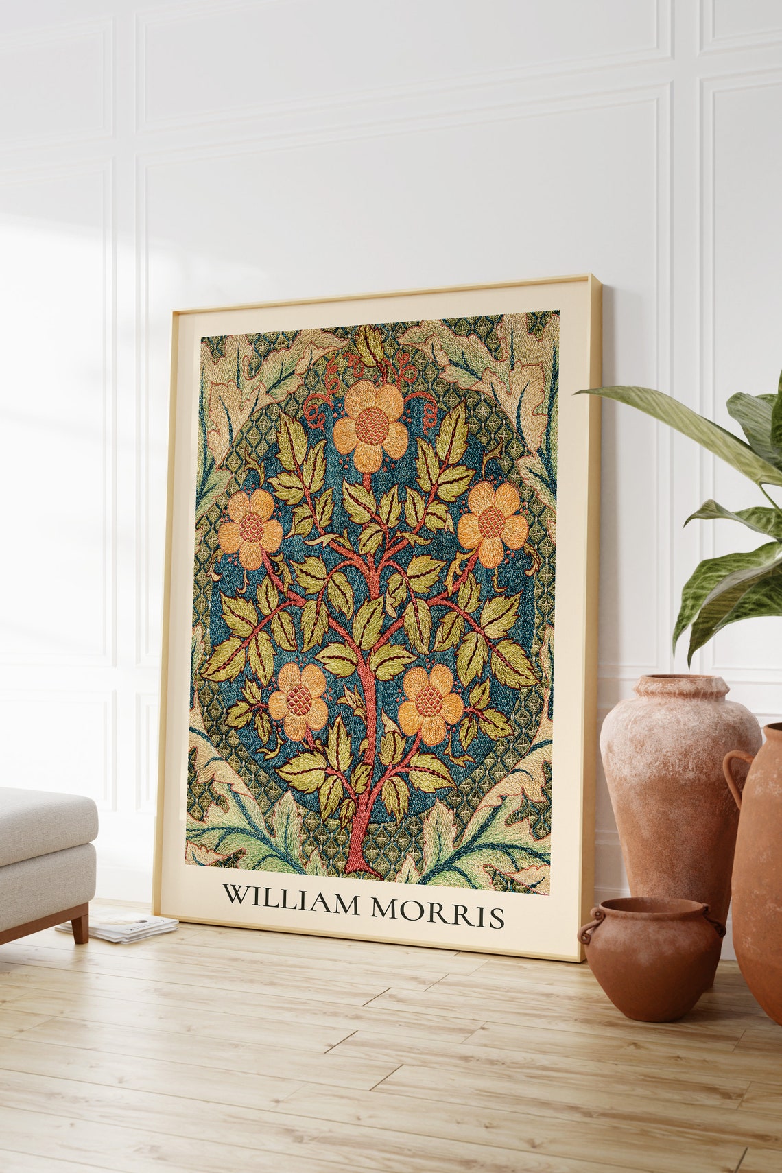 William Morris Orange Blossom Tree Floral Textile Pattern Poster - Image 3