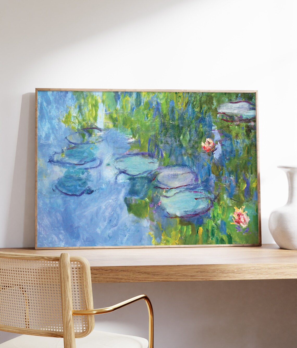 Claude Monet Water Lily Pond Blue Green Abstract Lily Pads Bloom Poster