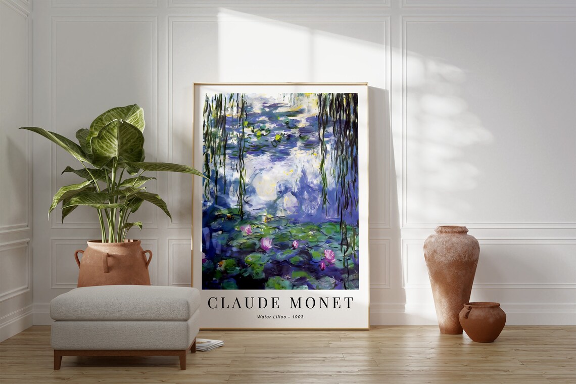 Monet-Inspired Water Lilies, Modern Botanical Poster - Image 3