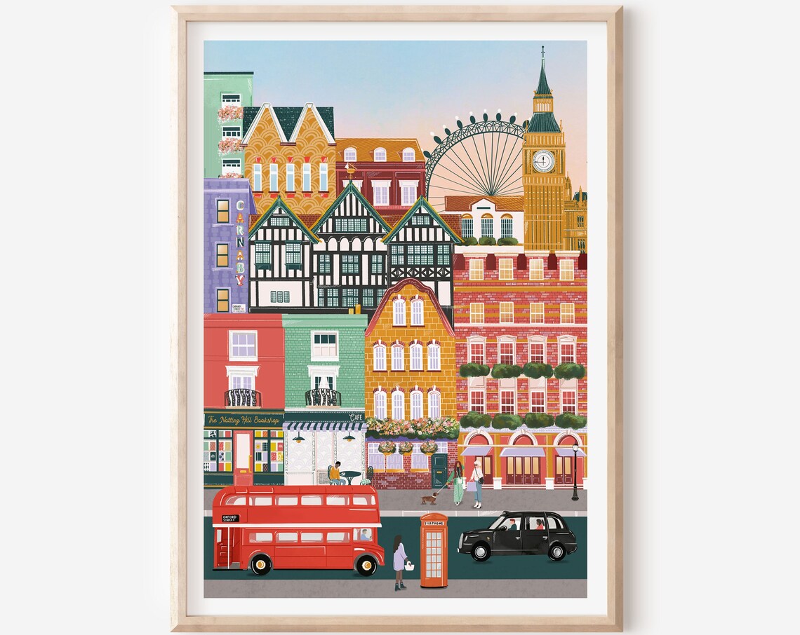 London Vintage Travel Poster, Retro Art Print