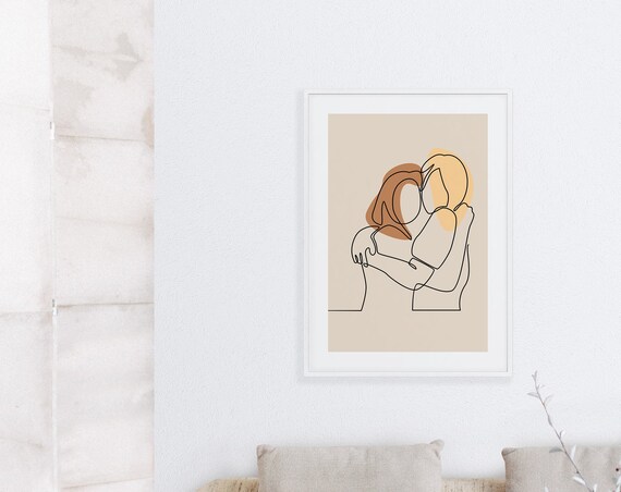 Friendship Poster Line Art Trendy Wall Continuous Minimalist