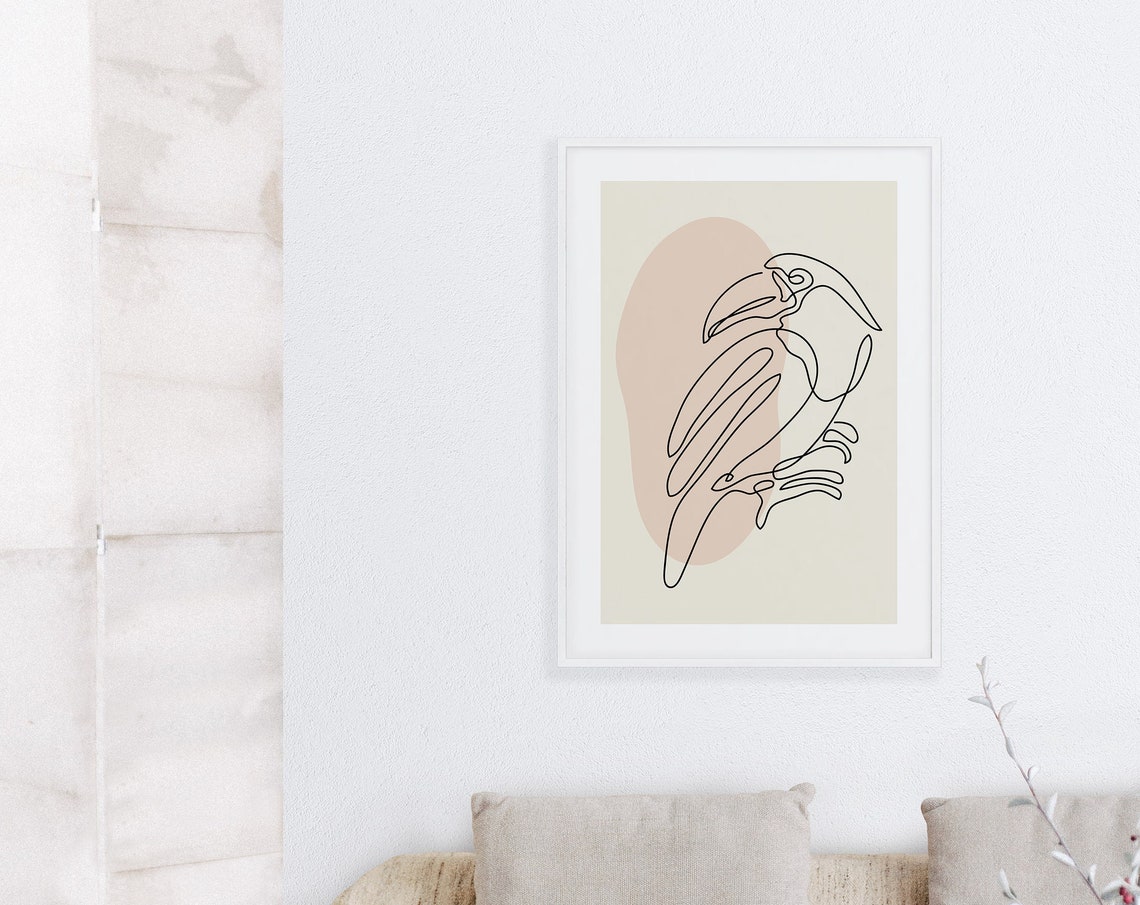 Toucan Bird Continuous Line Drawing Minimalist Abstract Poster