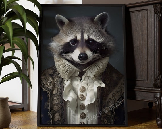 Mr Raccoon Renaissance Portrait Art Print