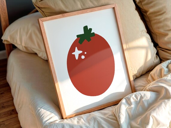 Minimal Red Roma Tomato Illustration Kitchen Cute Vegetable Illustration Gift Art Poster