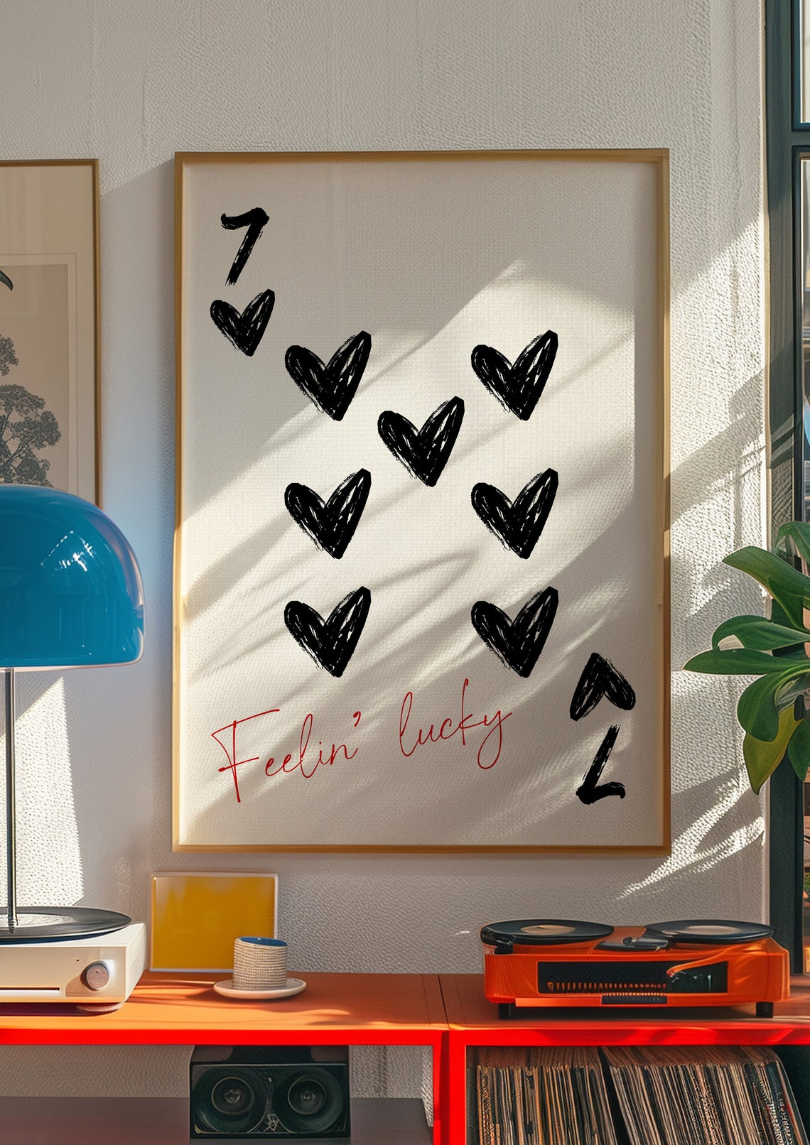 Seven of Hearts Feelin Lucky Playful Trendy Playing Card Wall Art - Image 3