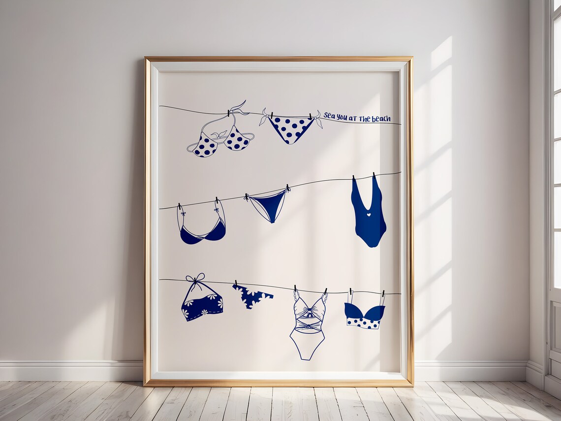 Vintage Coastal Bikini Poster, Girly Summer Print - Image 3