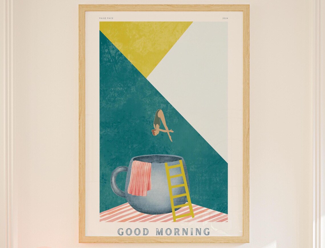 Coffee Diver, Retro Kitchen Wall Art Print