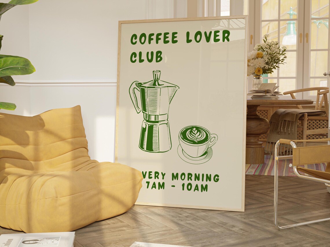Coffee Club Kitchen Print Kitchen Poste Coffee Print Kitchen Print Friend Gift For Him Gift For Coffee Lover Kitchen Wall Art Coffee Bar Art - Image 2
