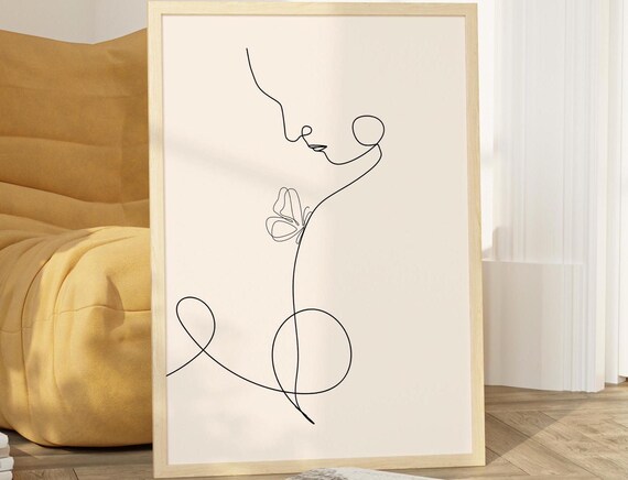 Minimalist Single Line Face Woman Continuous Line Art Poster