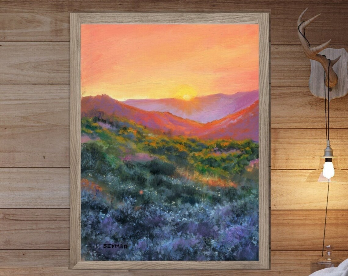 Arizona Desert Sunset Landscape Art Print, Rustic - Image 5