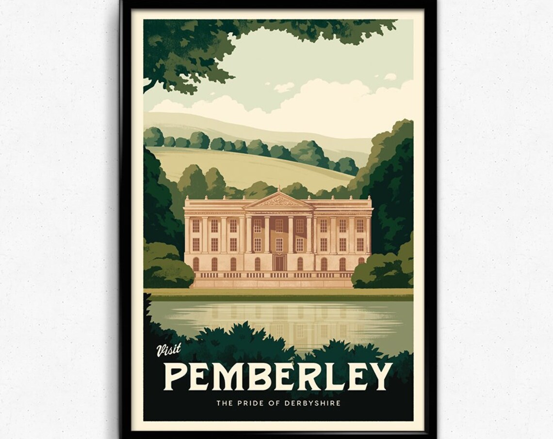 Pemberley Minimalist Travel Poster Print Decor