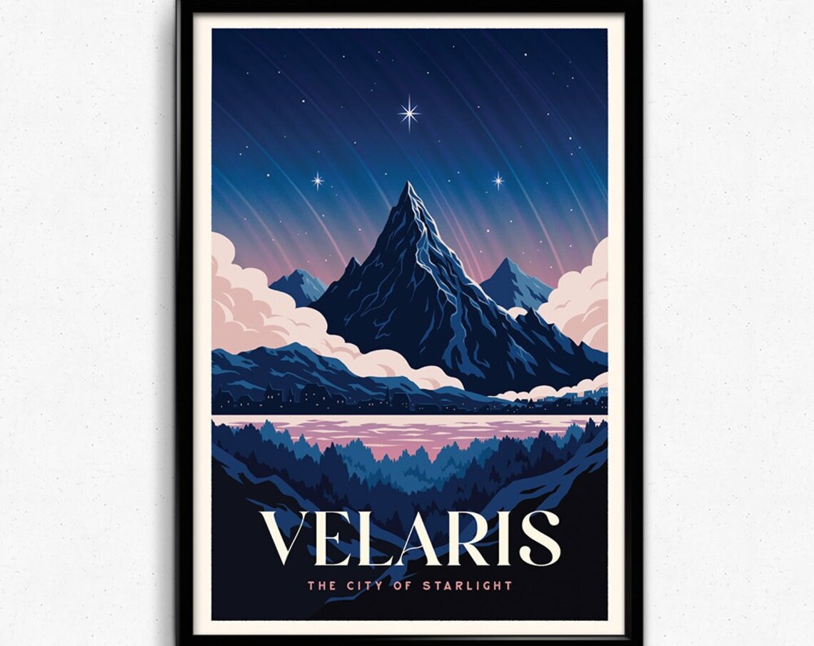 Velaris The City of Starlight Fantasy Travel Style Art Poster