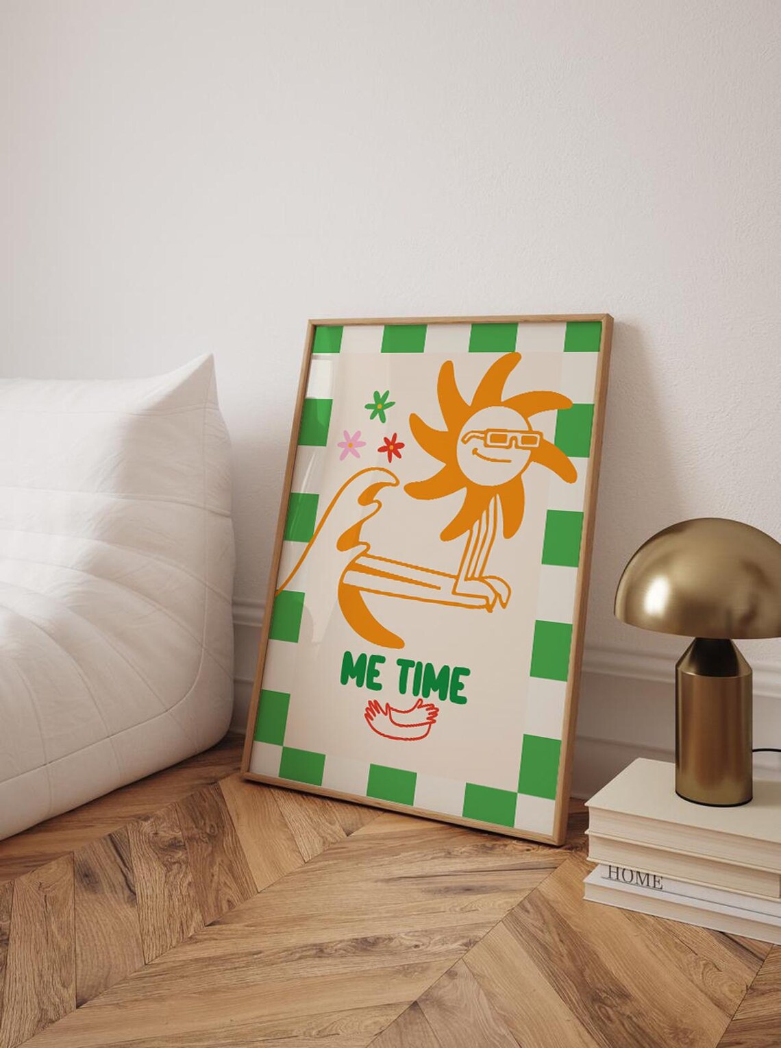 Me Time Self Care Print Surfing Sun Poster Calming Down Corner Funny Typography Wall Art Boho Surfer Drawing Beach Decor