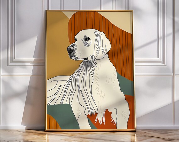Dog Portrait Print Abstract Poster Modern Art Wall Geometric Retriever Illustration