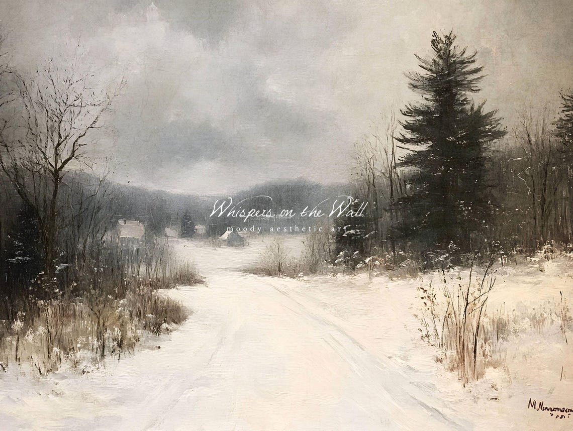Snowy Winter Path Through Bare Trees Vintage Landscape Poster - Image 5