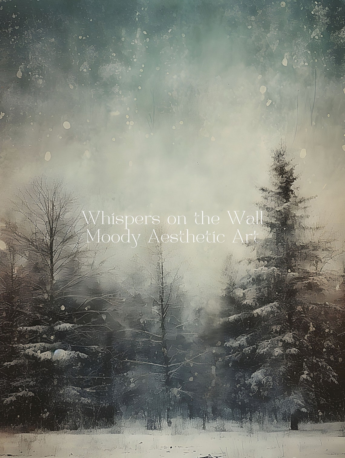 Snowy Winter Forest Falling Snow Moody Vintage Landscape Wall Poster - Image 5