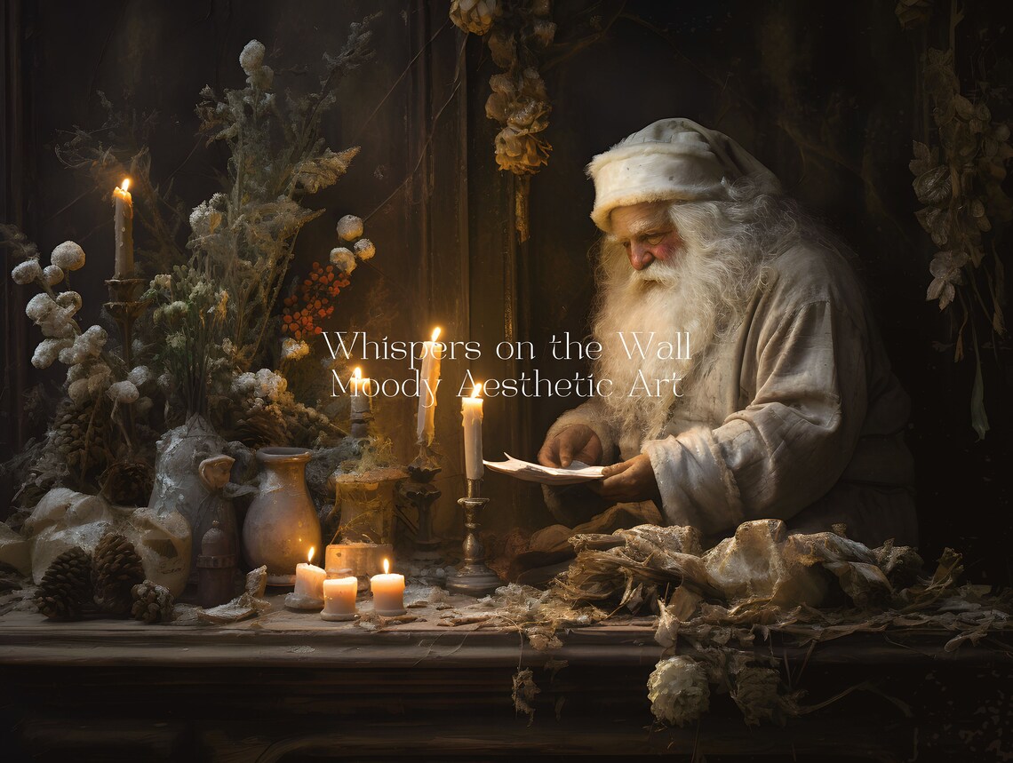 Rustic Santa Claus Vintage Christmas Art Print - Image 4