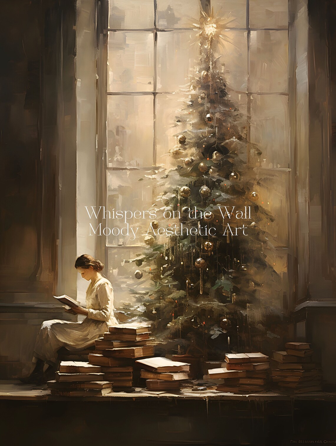 Christmas Morning Reading Coffee Book Cozy Holiday Wall Poster - Image 4