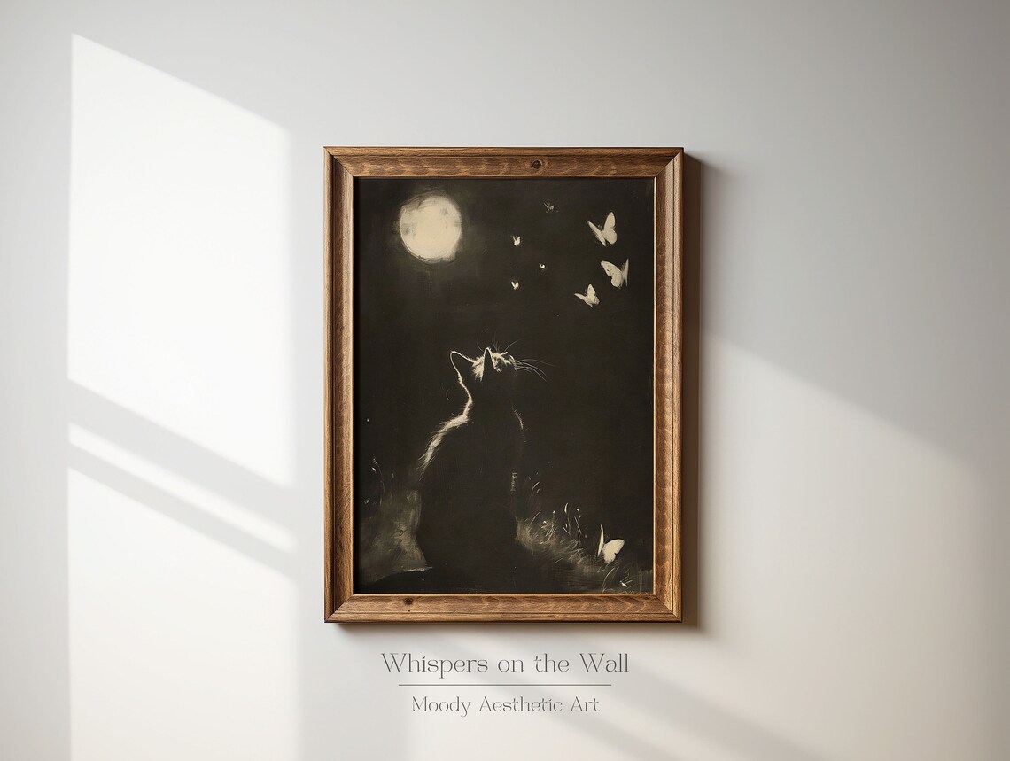 Cat Art Print Nightscape Spring Decor Nursery - Image 2
