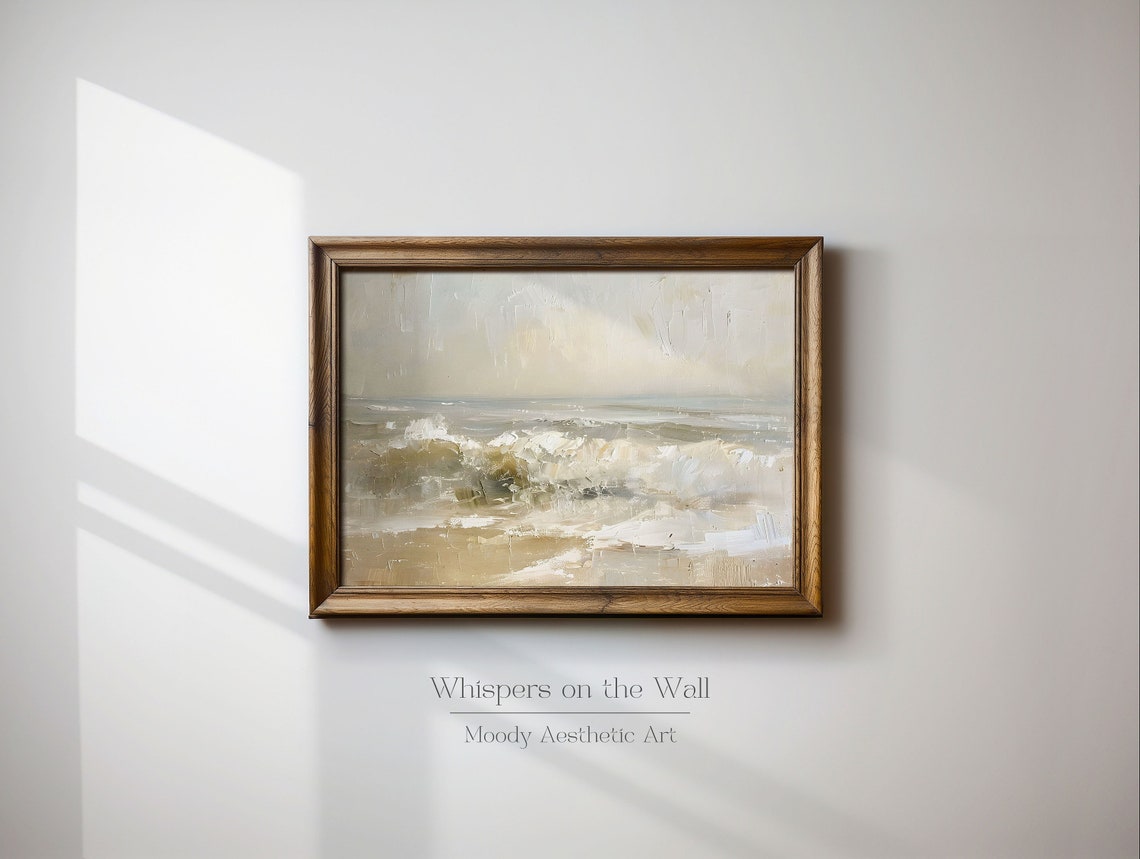 Moody Ocean Waves Beach Seascape Vintage Coastal Painting Poster - Image 3