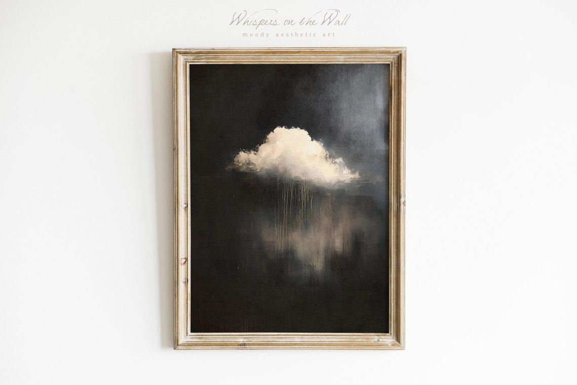 Dark Cloud Wall Art Dark Academia Decor Moody Wall Art Sky Wall Art Print Gothic Clouds Painting
