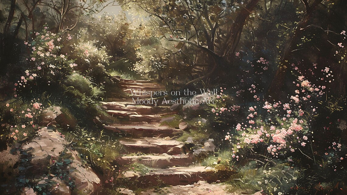 Spring Cottagecore Floral Staircase, Vintage Art Print - Image 5
