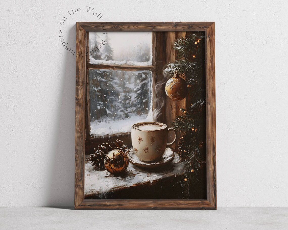 Christmas Hot Chocolate Cozy Winter Cottagecore Art Print - Image 2