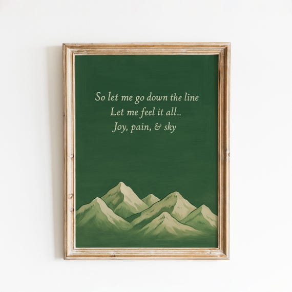Joy Pain Sky Poster Song Lyric Mountain Wall Art