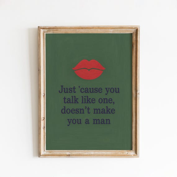 Bold Feminist Lyric Poster Red Lips Illustration Wall Art