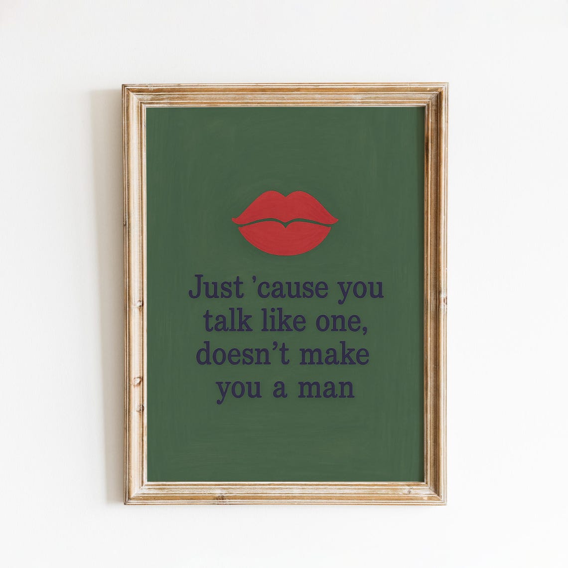 Bold Feminist Lyric Poster Red Lips Illustration Wall Art
