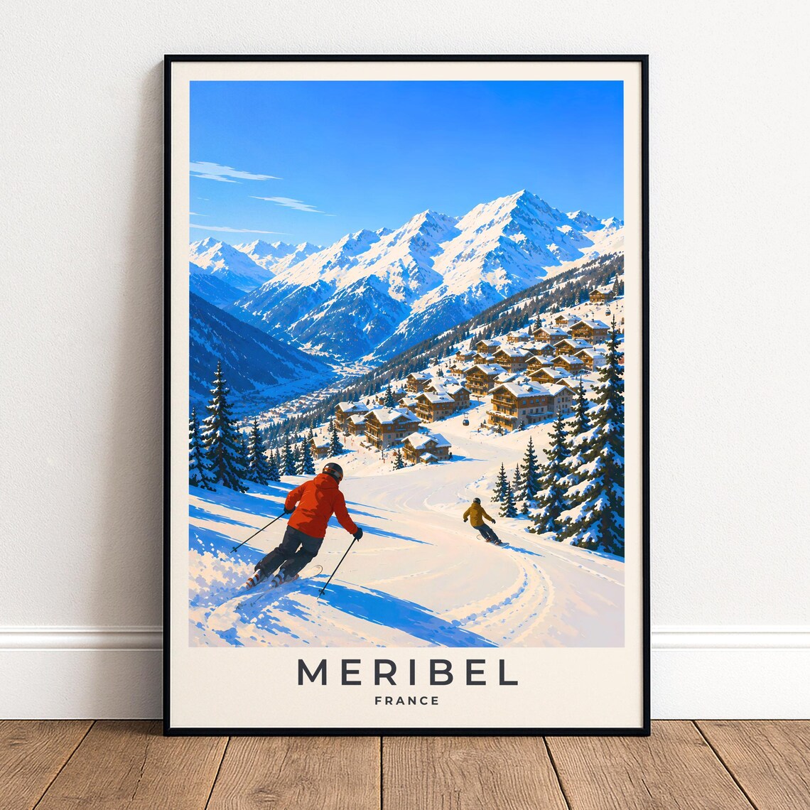 Meribel Ski Poster, French Alps Landscape