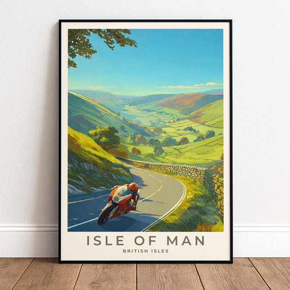 Isle Of Man Tt Travel Poster Motorcycle Wall Art Racing Decor