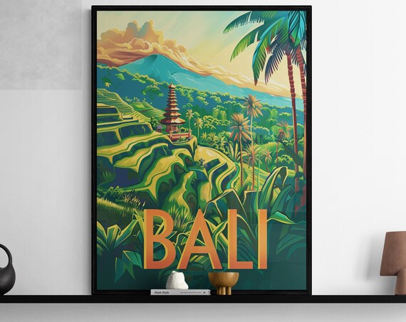 Vibrant Bali Poster Retro Wall Print Travel Themed Home Decor Unique Gift For Travelers