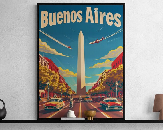 Buenos Aires Poster Colorful Vintage Design Perfect For Travel Enthusiasts Unique Gift